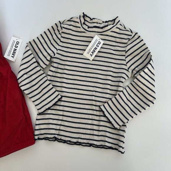 Old Navy Toddler Girls Valentines Red Dress Set Corduroy Heart Striped Shirt - Picture 5 of 9